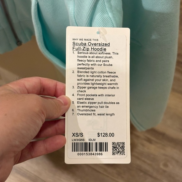 NWT Lululemon Ideal Mint Full Zip Scuba Hoodie, XS/S - Picture 3 of 4